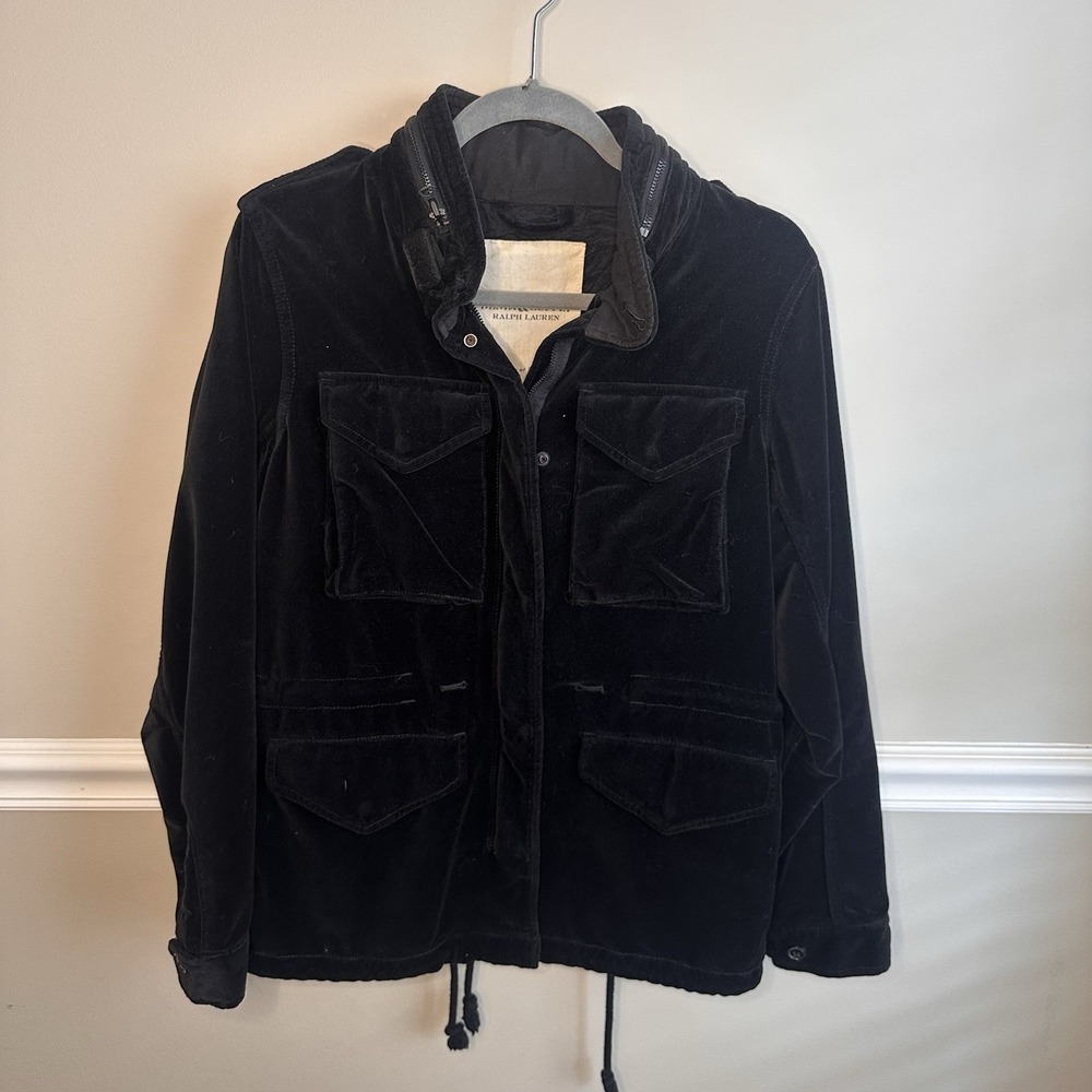 Denim Supply Ralph Lauren Field Jacket S Black Velour Military Utility Heritage